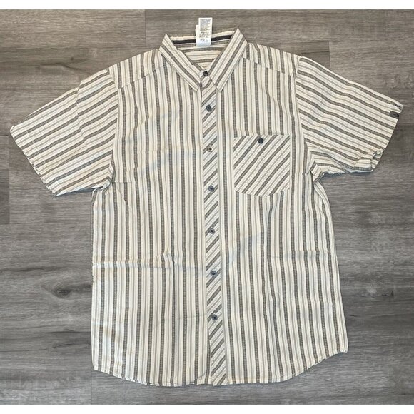 The North Face Mens Size Medium Button Up Shirt A5 Series Tan Short Sleeve - Picture 1 of 11